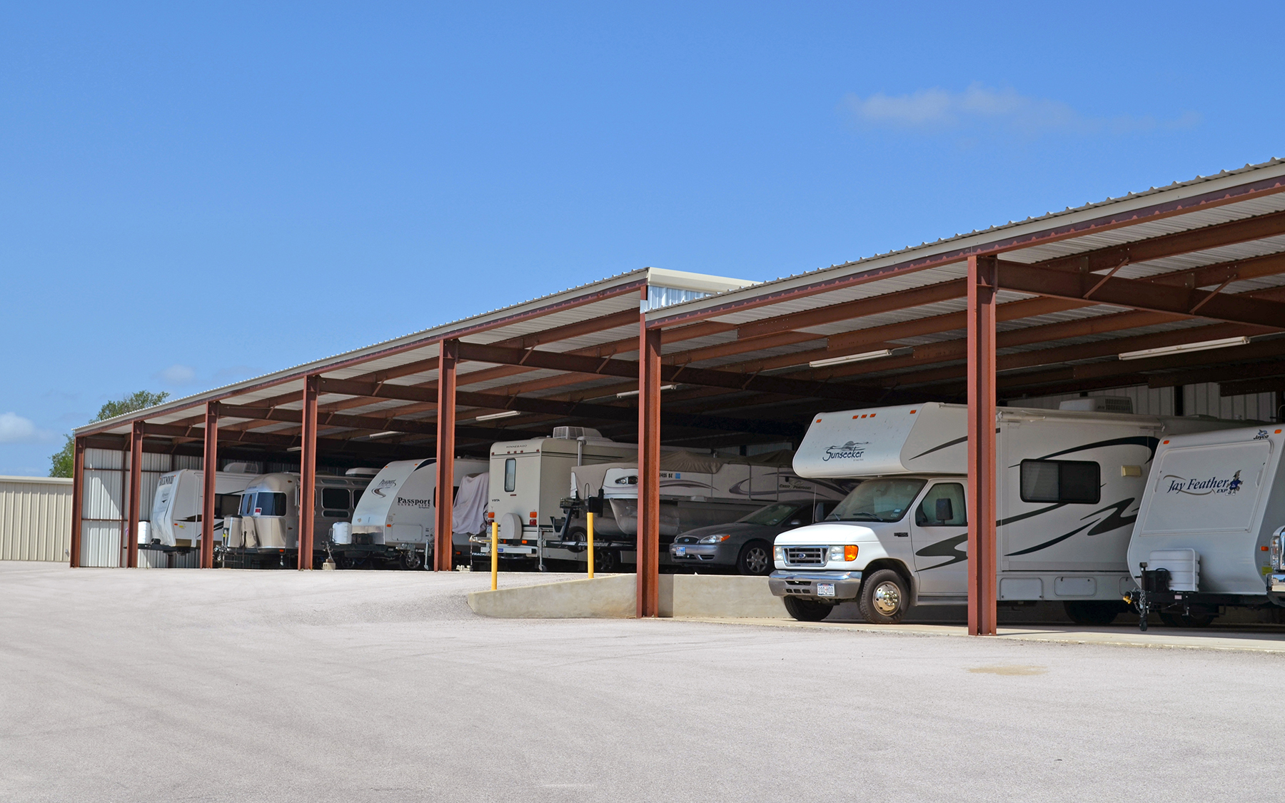 prefabricated metal roofing for rv and recreational vehicle storage in Austin Texas